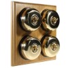 4 Gang 2 Way Light Oak, Polished Brass Dome Period Switch
