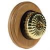 1 Gang 2 Way Light Oak, Polished Brass Fluted Dome Period Switch