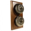 2 Gang 2 Way Medium Oak, Fluted Dome Period Switch
