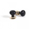 Ebony & Polished Brass Bun Mortice/Rim Knob Set