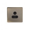 Aged Brass 5-amp Socket Black Ins Unswitched Screwless