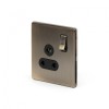 Aged Brass 5 Amp Socket Black Ins Switched Screwless