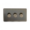Aged Brass 3 Gang 2 Way 400W Trailing Edge Dimmer