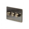 Aged Brass 3 Gang 2 Way 400W Trailing Edge Dimmer