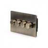 Aged Brass 4 Gang 2 Way 400W Trailing Edge Dimmer