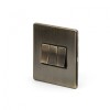 Aged Brass 10A 3 Gang 2 Way Switch with Black Insert