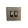 Aged Brass 10A 2 Gang Intermediate Switch with Black Insert