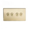 Brushed Brass Period 4 Gang 2 Way Dolly Switch