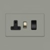 Primed Paintable 45A Cooker Control Unit with Brushed Brass Switch with Black Insert