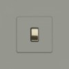 Paintable 1 Gang Intermediate Switch 10A with Brushed Brass Switch with Black Insert
