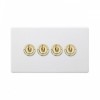 Primed Paintable 4 Gang 2 Way Toggle Switch with Brushed Brass Switch