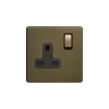 Bronze 13A 1 Gang Switched Socket, DP Black Inserts Screwless