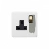 Primed Paintable 1 Gang Socket 13A Double Pole with Brushed Brass Switch with Black Insert