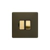 Bronze And Brushed Brass 13A Switched Fused Connection Unit (FCU) Black Inserts Screwless
