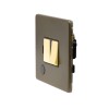 Bronze And Brushed Brass 13A Switched Fuse Flex Outlet Black Inserts Screwless