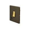 Bronze And Brushed Brass 20A 1 Gang DP Switch Flex Outlet Black Inserts Screwless