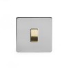 Brushed Chrome And Brushed Brass 20A 1 Gang 2 Way Switch White Inserts Screwless