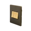 Bronze And Brushed Brass 10A 3 Gang 2 Way Switch Black Inserts Screwless