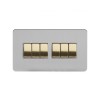 Brushed Chrome And Brushed Brass 10A 6 Gang 2 Way Switch White Inserts Screwless