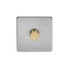 Brushed Chrome And Brushed Brass 1 Gang 2 Way Trailing Dimmer Screwless 100W LED (250w Halogen/Incandescent)