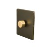 Bronze And Brushed Brass 1 Gang 2 Way Trailing Dimmer Screwless 100W LED (250w Halogen/Incandescent)