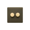 Bronze And Brushed Brass 2 Gang 2 Way Trailing Dimmer Screwless 100W LED (250w Halogen/Incandescent)