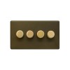 Bronze And Brushed Brass 4 Gang 2 Way Trailing Dimmer Screwless 100W LED (250w Halogen/Incandescent)