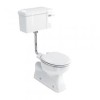 Concealed bottom outlet low-level pan with rear or bottom entry lever cistern