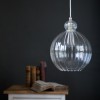 Mabel Large Ribbed Clear Glass Pendant