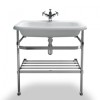 Large roll top basin with stainless steel stand