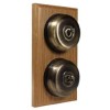 2 Gang 2 Way Light Oak Wood, Smooth Dome Period Switch