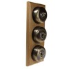 3 Gang 2 Way Asbury Light Oak Wood, Smooth Dome Period Switch