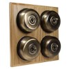 4 Gang 2 Way Light Oak Wood, Smooth Dome Period Switch