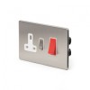 Brushed Chrome 45A Cooker Control with Socket with White Insert - Satin Steel - Sockets & Switches