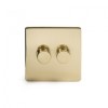 Brushed Brass Period 2 Gang 2 Way Trailing Edge Dimmer