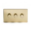 Brushed Brass 3 Gang 2 Way 400W Trailing Edge Dimmer