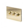 Brushed Brass Period 3 Gang 2 Way Trailing Edge Dimmer