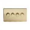 Brushed Brass Period 4 Gang 2 Way Trailing Edge Dimmer