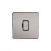Brushed Chrome 13A Double Pole Unswitched Fuse Connection Unit with Black Insert - Satin Steel - Sockets & Switches