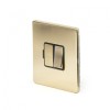Brushed Brass Period 13A Double Pole Switched Fuse Connection Unit Black Insert