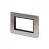 Brushed Chrome Double Data Plate 4 Modules Black Insert - Satin Steel - Sockets & Switches