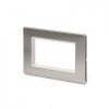 Brushed Chrome Double Data Plate 4 Modules White Insert - Satin Steel - Sockets & Switches