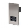 Brushed Chrome 1 Gang Shaver Socket with Black Insert - Satin Steel - Sockets & Switches