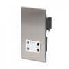 Brushed Chrome 1 Gang Shaver Socket with White Insert - Satin Steel - Sockets & Switches