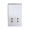 Polished Chrome Luxury 1 Gang Shaver Socket with White Insert - Bright Chrome - Sockets & Switches