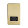 Brushed Brass Period 1 Gang Shaver Socket With Black Insert