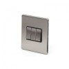 Brushed Chrome 10A 3 Gang 2 Way Switch with Black Insert