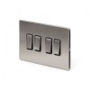Brushed Chrome 10A 4 Gang 2 Way Switch with Black Insert