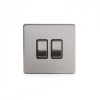 Brushed Chrome 10A 2 Gang Intermediate Switch with Black Insert