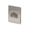 Brushed Chrome 10A 3 Gang 2 Way Switch With White insert
